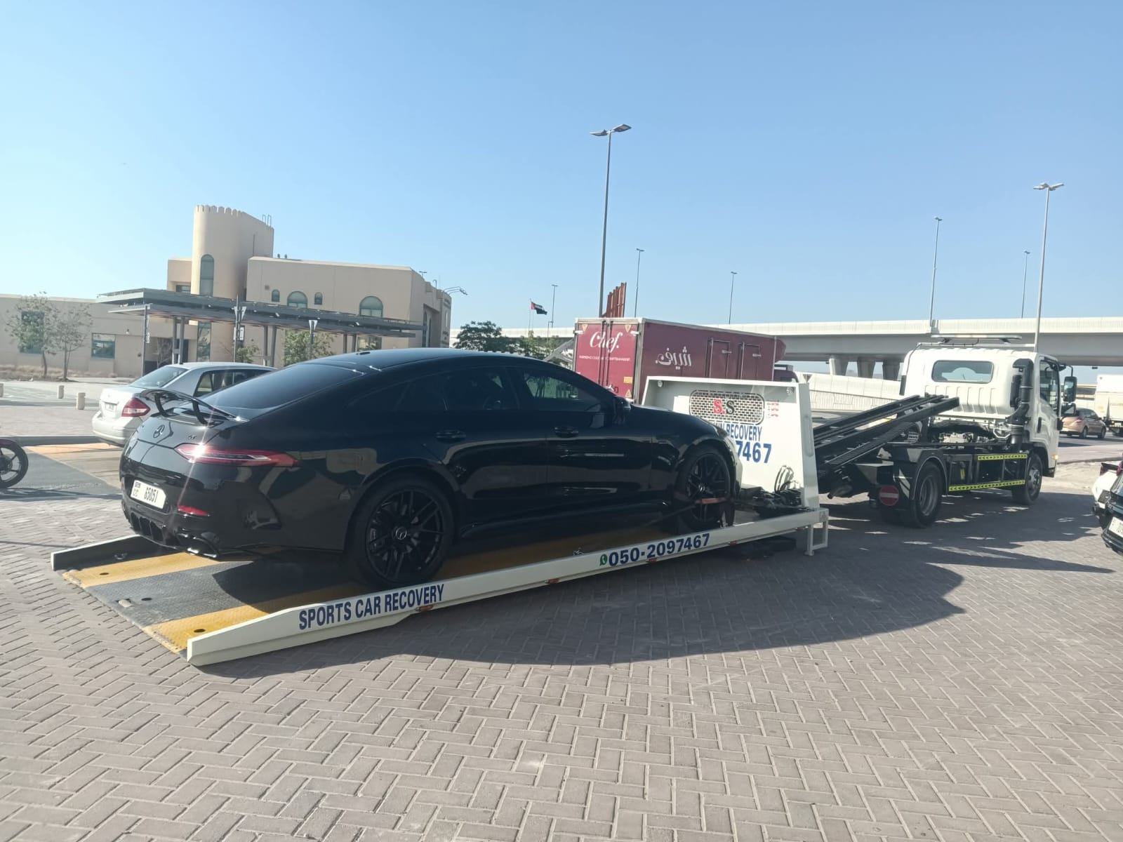 Sports car recovery Dubai — Mercedes AMG GT black